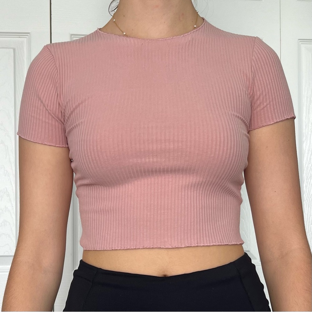 Women's Ribbed Pink Crop Top - XS/S